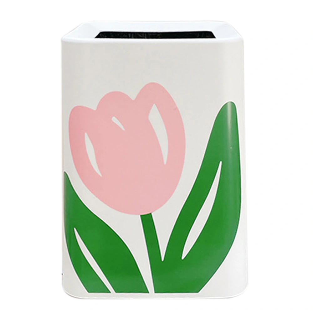 Floral Trash Can Large Mouth Cute Appearance Modern Style Garbage Waste Basket for Kitchen Bathroom Bedroom Square Large Size