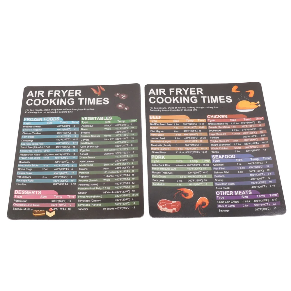 Fryer Magnetic Cheat Sheet Set Fryer Accessories Cook Times Quick Reference Guide For Cooking Frying