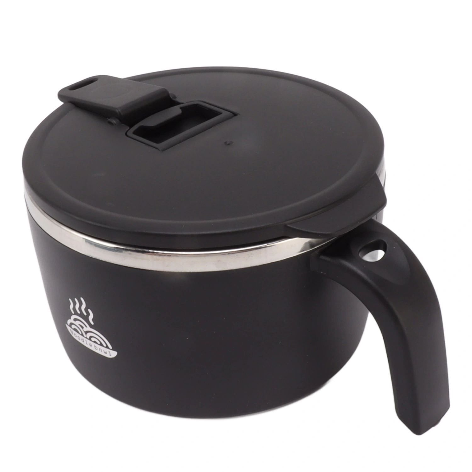 Stainless Steel Instant Noodles Bowl 900ml Noodles Bowl with Lid for Student Dormitory Office Worker Black
