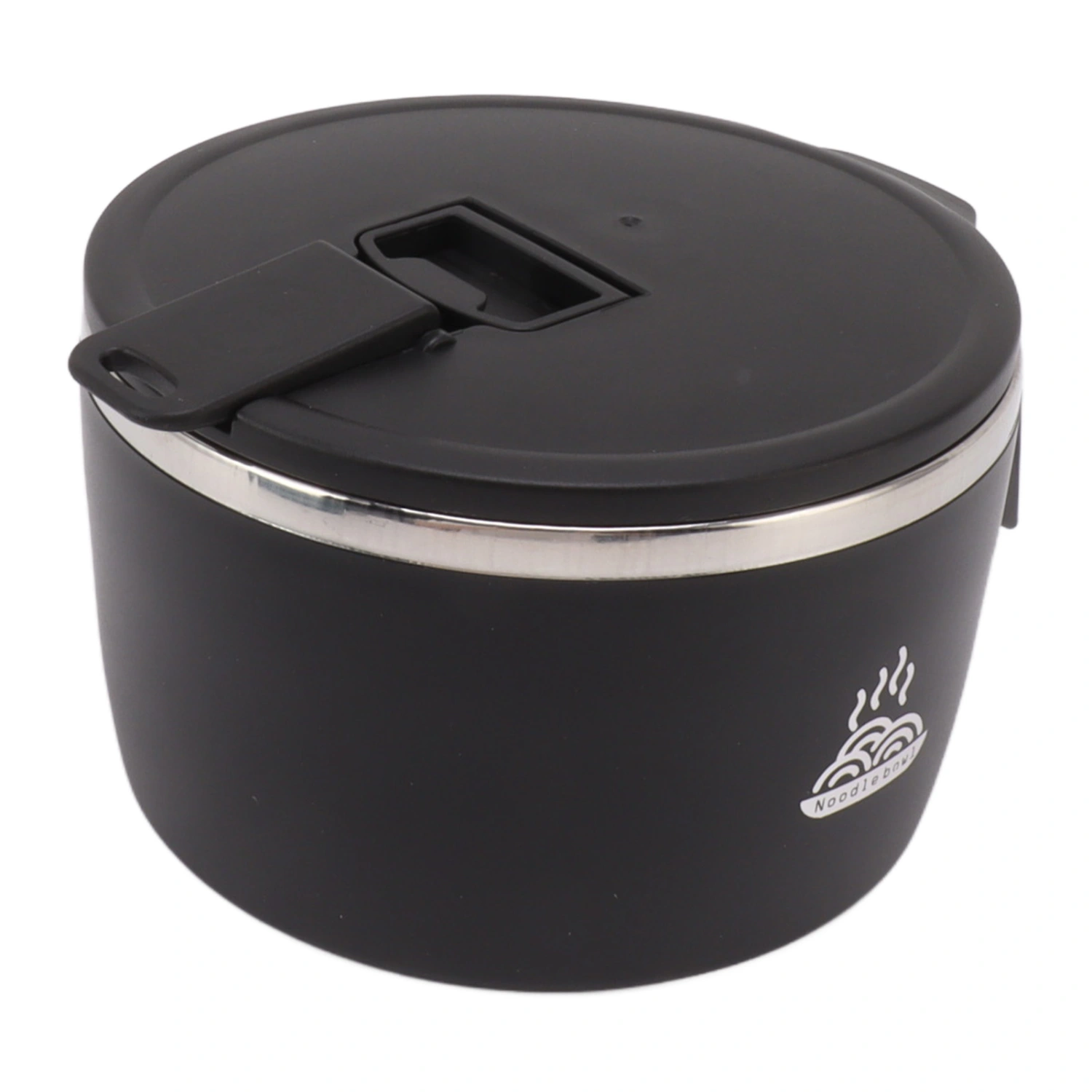 Stainless Steel Instant Noodles Bowl 900ml Noodles Bowl with Lid for Student Dormitory Office Worker Black