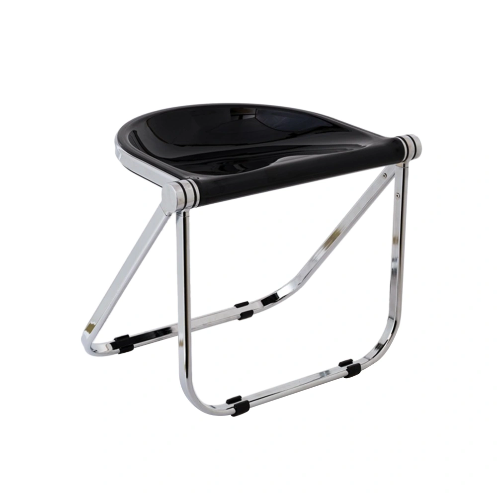 Folding Stool Fashion Modern Strong Bearing Capacity for Home Makeup Photograph Living Room Bedroom Glossy Black