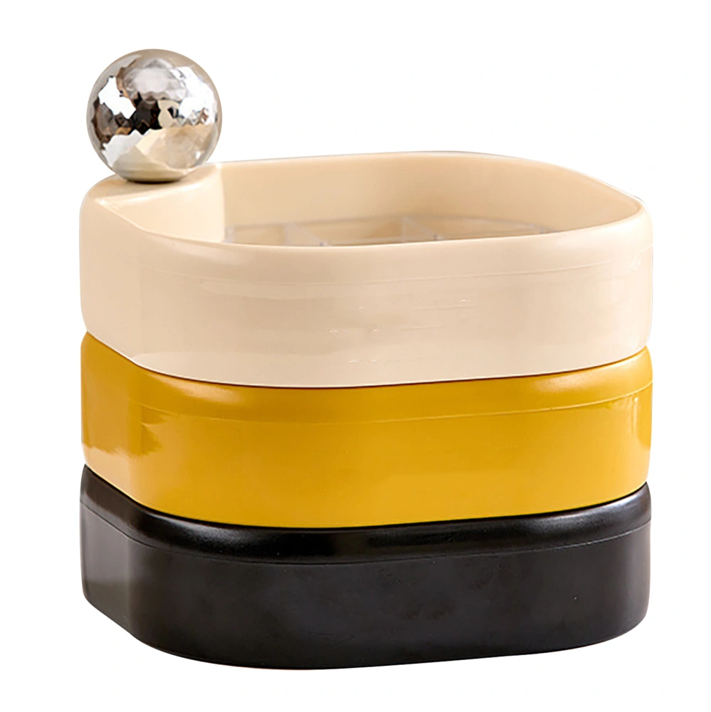 Rotatable Jewelry Box Multi Layer Plastic Anti Oxidation Delicate Rotating Jewelry Case for Bracelets Earrings Travel Cream Yellow Black