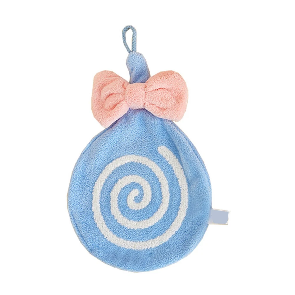 Cute Kids Hand Towel Thickened Soft Coral Velvet Absorbent Hand Towel with Hanging Loop for Bathroom Kitchen Blue