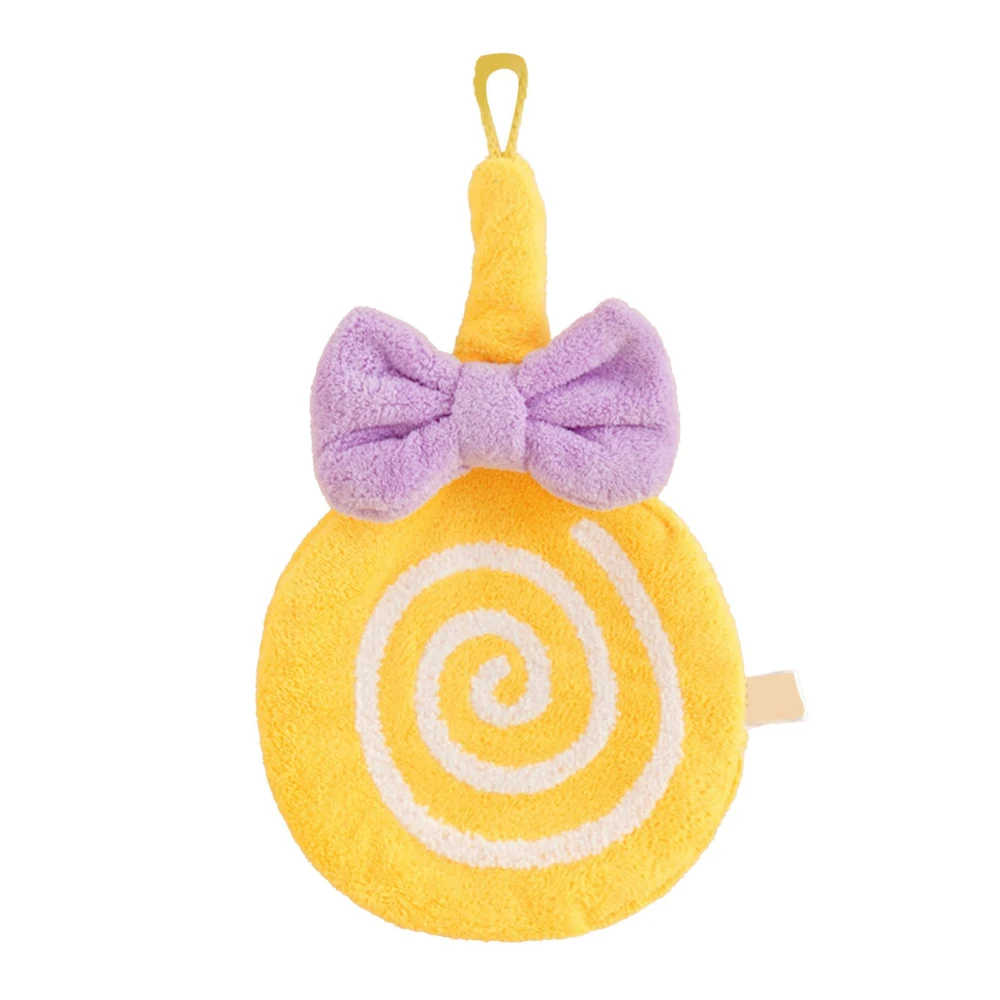 Cute Kids Hand Towel Thickened Soft Coral Velvet Absorbent Hand Towel with Hanging Loop for Bathroom Kitchen Yellow