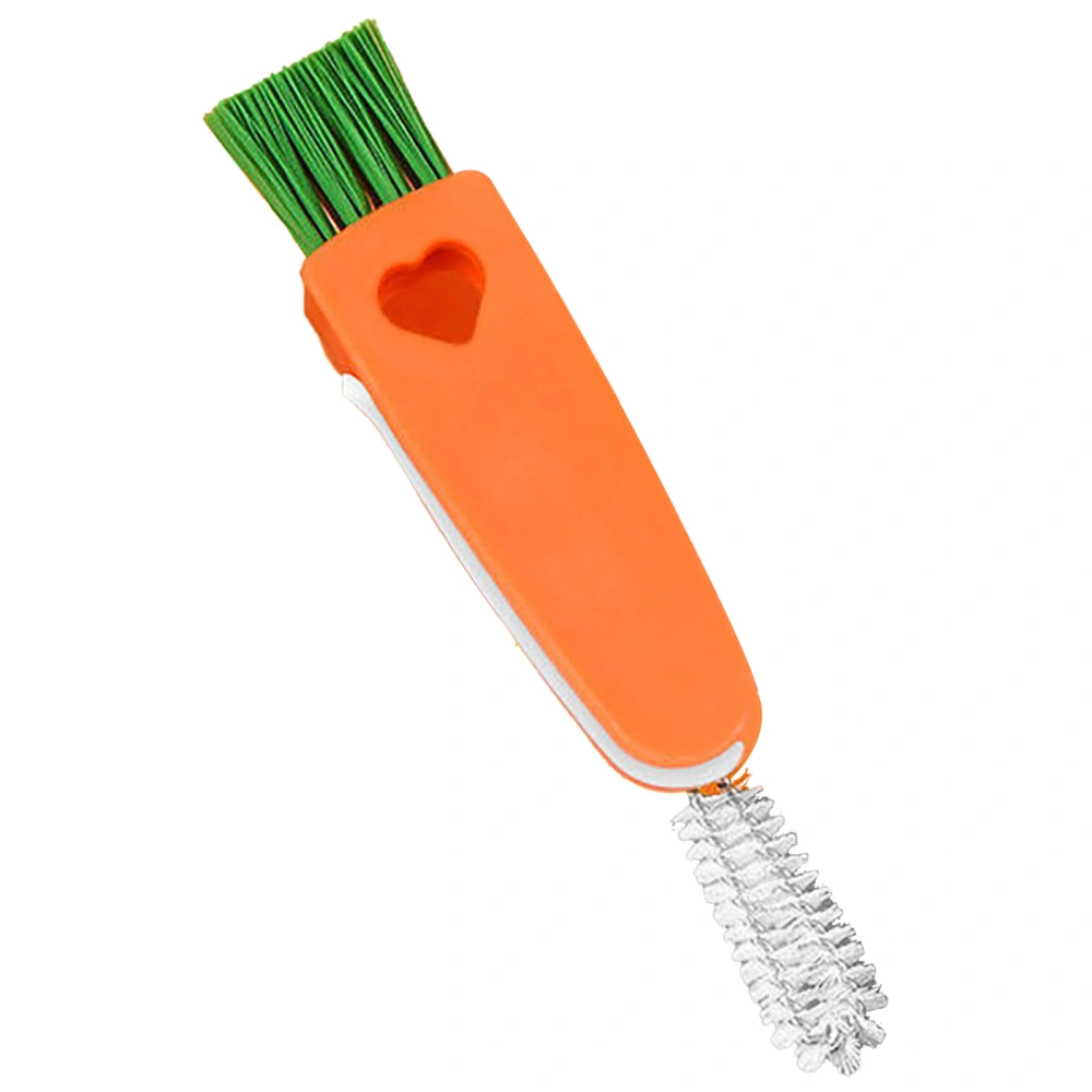 Cup Cleaning Mini Brush Carrot Shape 3 in 1 Multifunctional Bottle Lid Groove Detail Brush for Home Kitchen