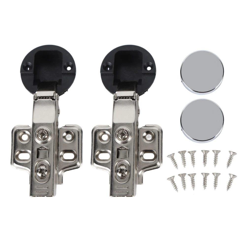 2Set Stainless Steel 201 Cabinet Glass Door Hinge 35 Cup Glass Door Damping Buffer Hinge Straight ArmFull Overlay 18mm