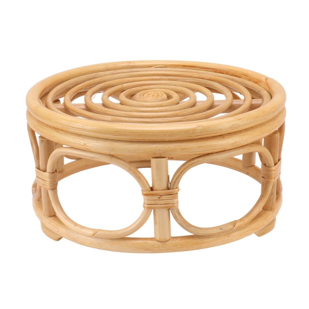 Rattan Indoor Plant Stand Round Shape Natural Plant Rack Handmade Rattan Planter Stand for Home Garden Yard Large