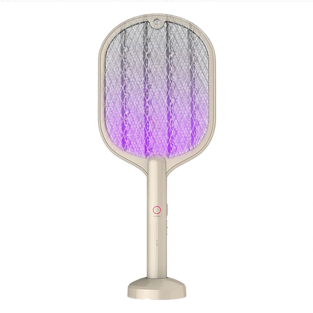 Electric Fly Swatter USB Charging 2 in 1 Fly Killer Racket with 3 Layer Mesh for Home Use White