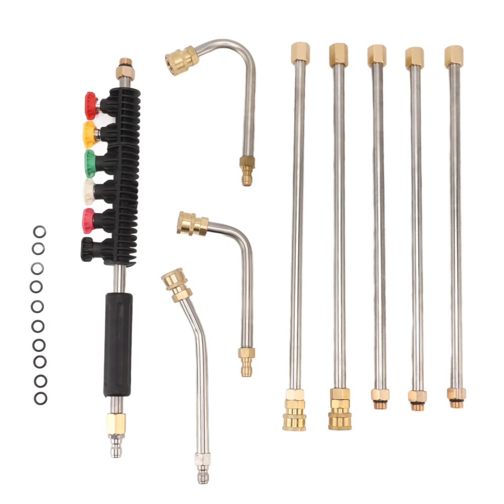 Pressure Washer Extension Wand 5 Straight Rod 3 Curve Rod Set Power Washer Lance with 6 Nozzles 1/4in Quick Connect