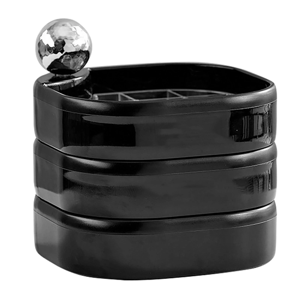 Rotatable Jewelry Box Multi Layer Plastic Anti Oxidation Delicate Rotating Jewelry Case for Bracelets Earrings Travel Black