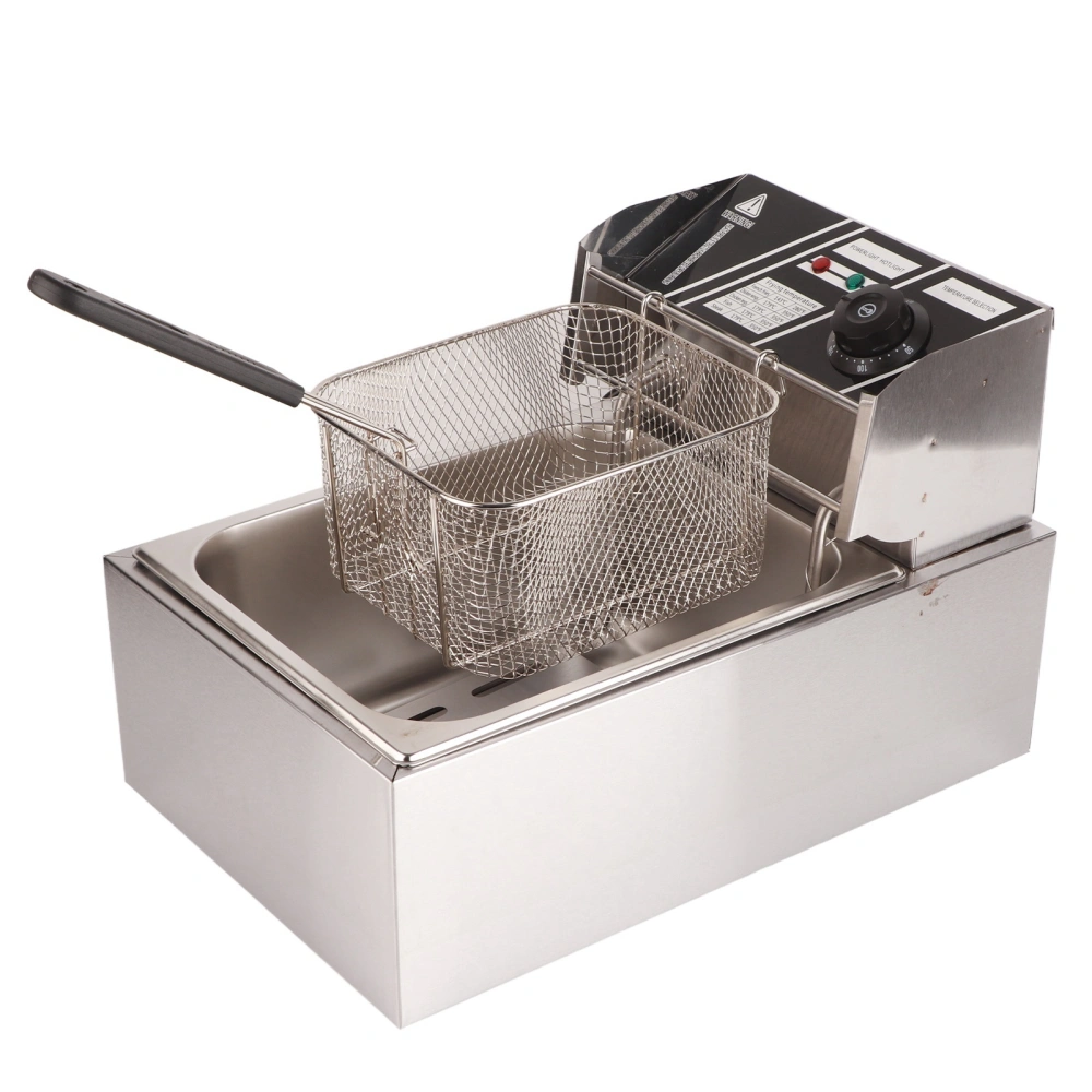 Electric Deep Fryer Professional Adjustable Temperature Stainless Steel Deep Fryer with Lid Basket for Commercial Use 6L