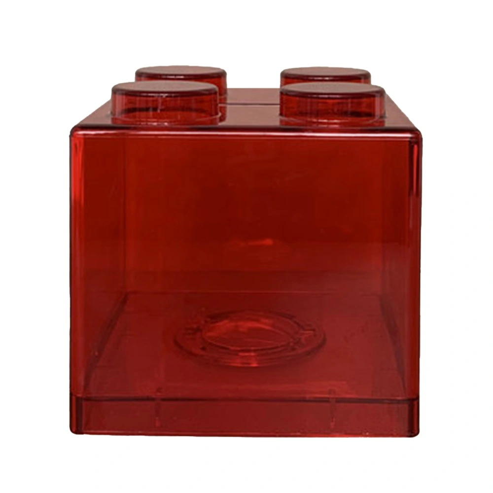 Clear Money Saving Bank Building Block Design Rectangular Transparent Coin Saving Box for Kids Boys Girls Red 8.9x8.9x9.2cm / 3.5x3.5x3.6in