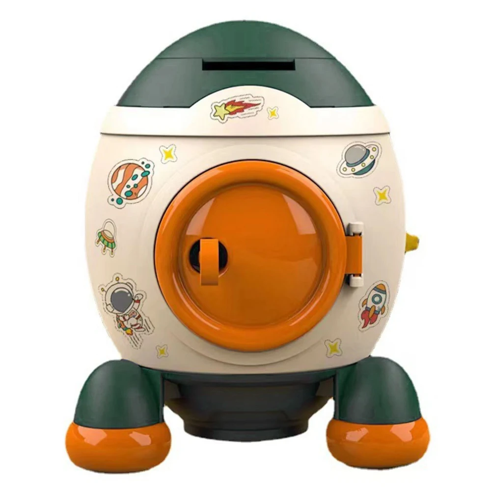 Cartoon Style Space Rocket Piggy Bank Money Bank Money Saving Jar Boys Girls Gift Morandi Green