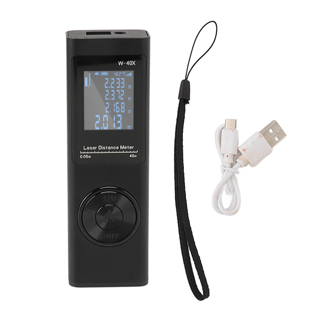 Laser Distance Meter High Accuracy Rechargeable 131ft Handheld Rangefinder with Electronic Level for Area Volume