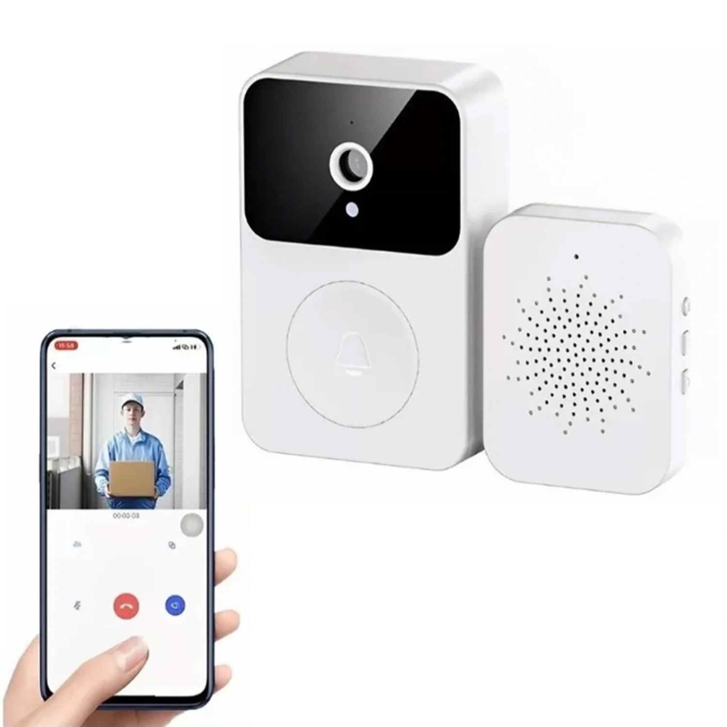 X9 Smart Wireless Remote Video Doorbell Camera Intelligent Visual Doorbell With Voice Change HD Night Vision Home App Sharing Auto Capture Cloud Storage White