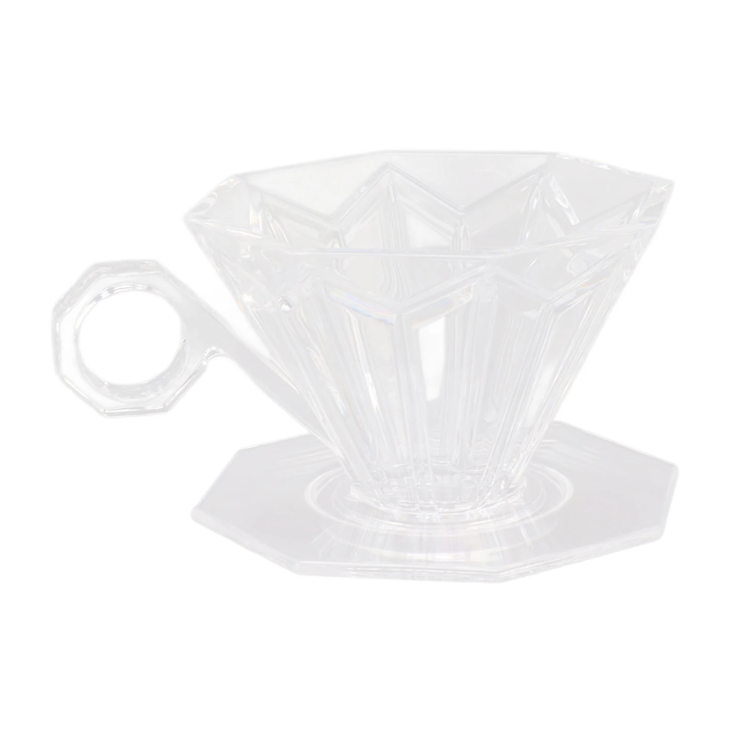 Pour Over Coffee Dripper Resin Hand Drip Coffee Brewing Filter Cone Cup with Ergonomic Handle for Home Transparent