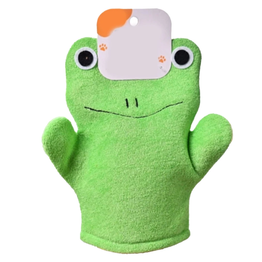 Exfoliating Washcloth Body Scrubber Pretty Design Massage Bath Cloth for Kids Adults Green Frog Free Size