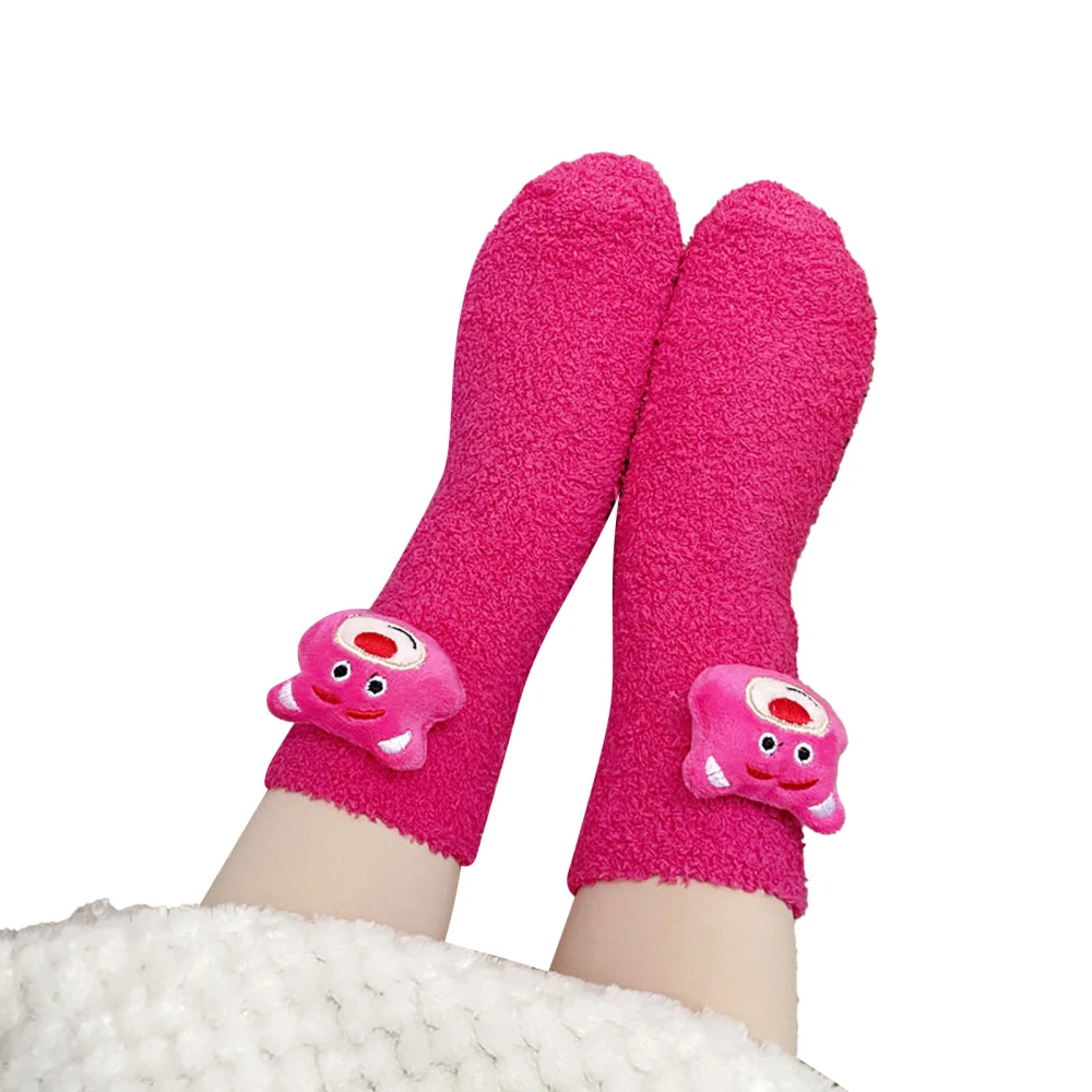 Fluffy Socks Cute Cartoon Decoration Cozy Trendy Coral Fleece Winter Warm Socks for Home Sleep Type 1 32 to 42 Size