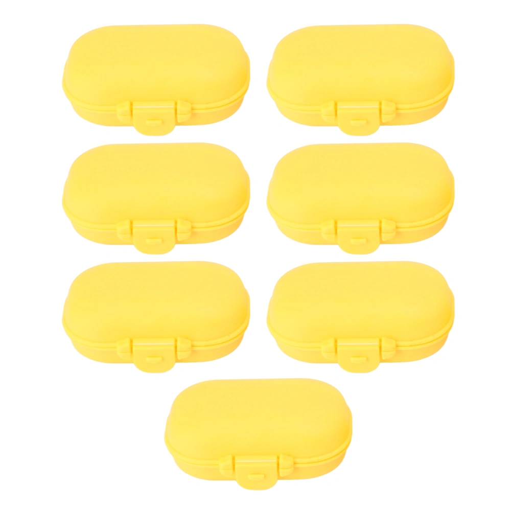 7PCS Medicine Case Portable Detachable Safe Mini 4 Compartments Medicine Organizer for Outdoor Travel Yellow