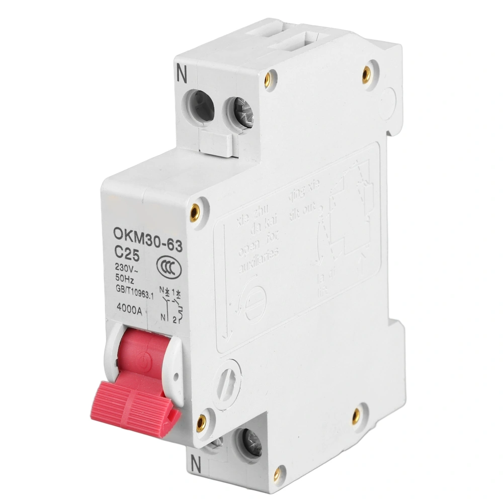 1 Pole 230V Miniature Circuit Breaker Low Pressure Air Switch Single Phase Mini Home Circuit Breaker 25A