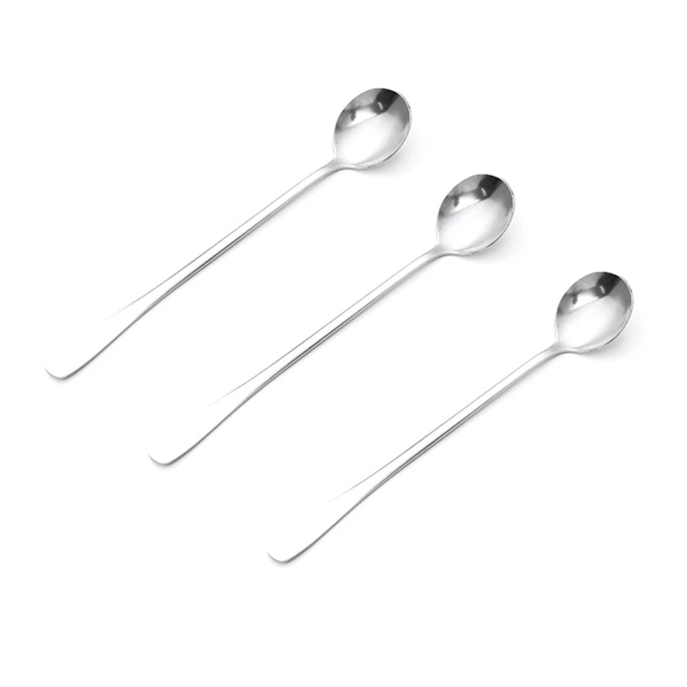 Long Handle Spoons Stainless Steel Elegant Multi Functional Stirring Spoons for Coffee Tea Dessert 3pcs Round Head