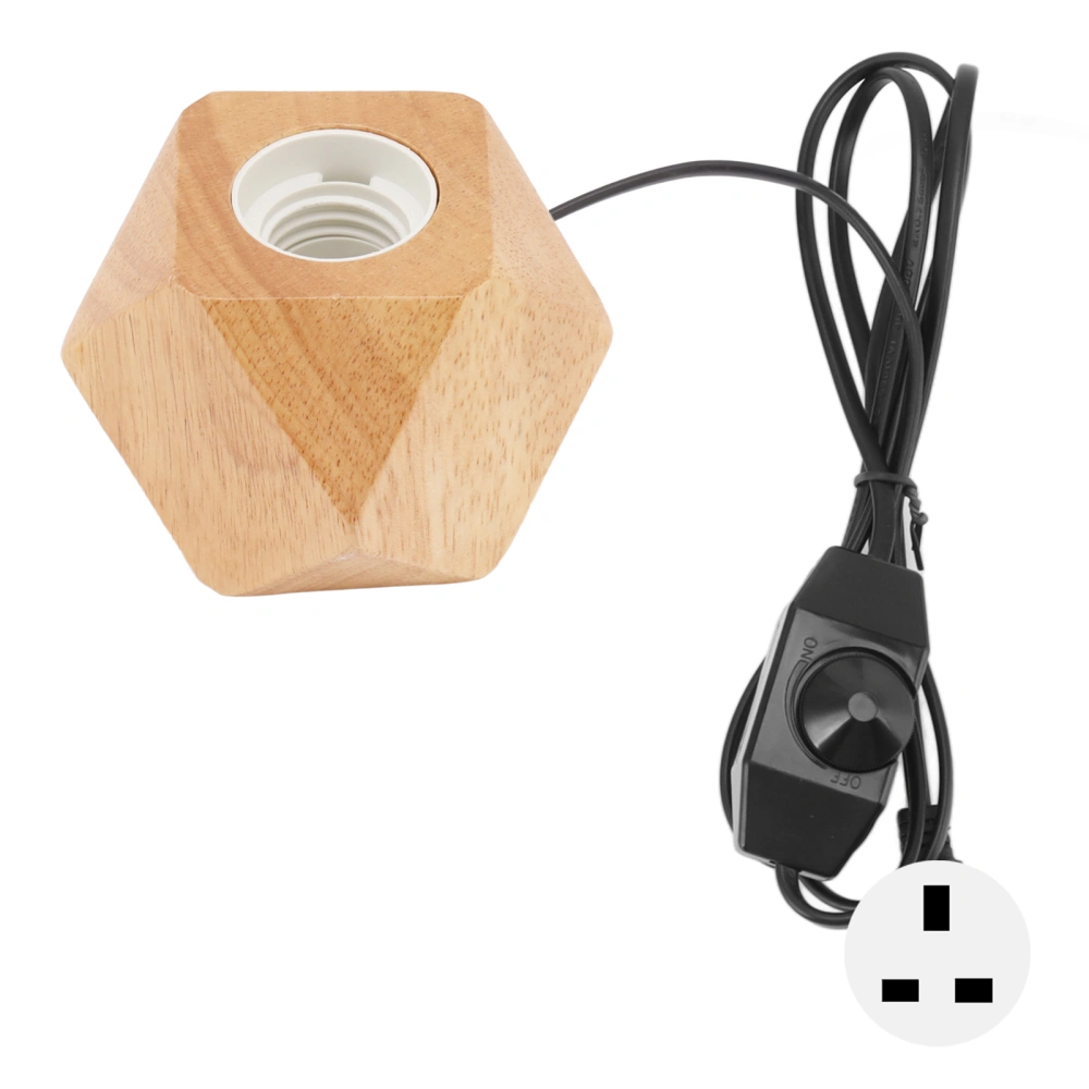 Wooden Diamond Lamp Base E27 Socket Modern Small Wood Table Lamp Base for Home Decor UK Plug 220V