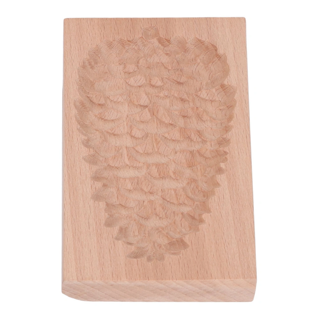 Wooden Cookie Mould Beechwood Reusable Washable Biscuit Press Stamp Mold for Kitchen Baking Pine Cone