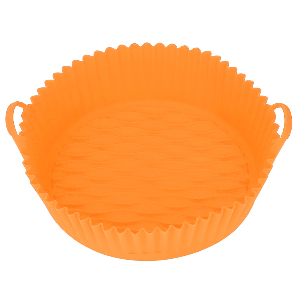 Kitchen Fryer Liner Round Food Grade Silicone Reusable Fryer Basket Non Stick for Dishwasher Microwave Oven Orange