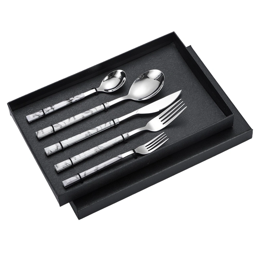 Tableware Cutlery Set Stainless Steel Dinner Knives Forks Spoons Eating Utensils High Hardness Flatware Set Marbling Handle