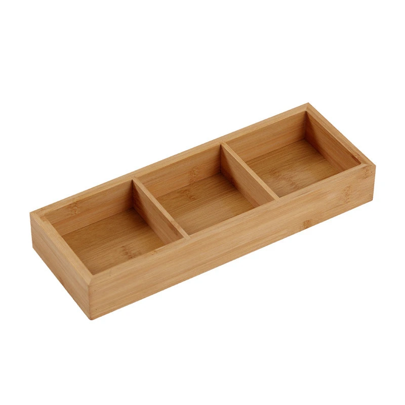 Divided Wooden Tray Multi Compartments Serving Tray for Hot Pot Restaurants Sushi Plate 3 Compartments