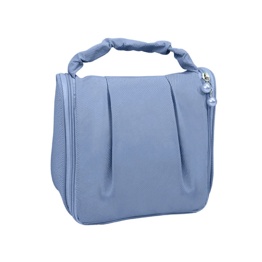 Handheld Makeup Bag Portable Hanging Multifunctional Waterproof Cosmetic Toiletry Case for Travel Blue