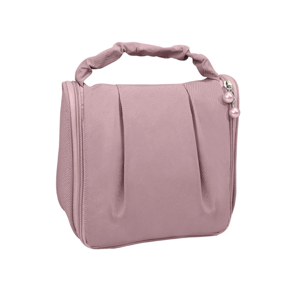 Handheld Makeup Bag Portable Hanging Multifunctional Waterproof Cosmetic Toiletry Case for Travel Pink