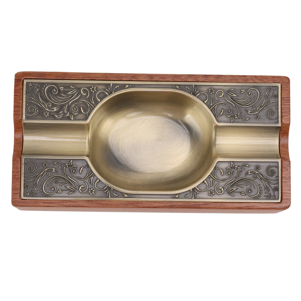 Cigar Ashtray Light Luxury Vintage Portable Solid Wood Metal Cigar Ashtray Decoration for Patio Home Bronze