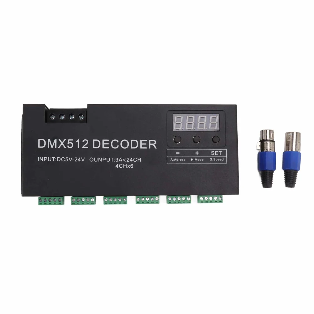 24 Channel DMX Decoder Digital Display RGBW DMX512 Dimming Driver LED Controller for Stage Bar DC5V‑24V