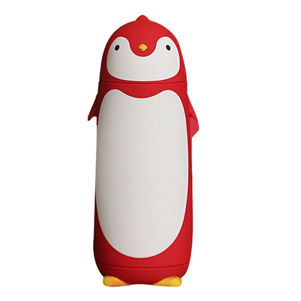 Water Bottle Penguin Design Heat Insulation 300ml Portable Water Cup for Outdoor Red