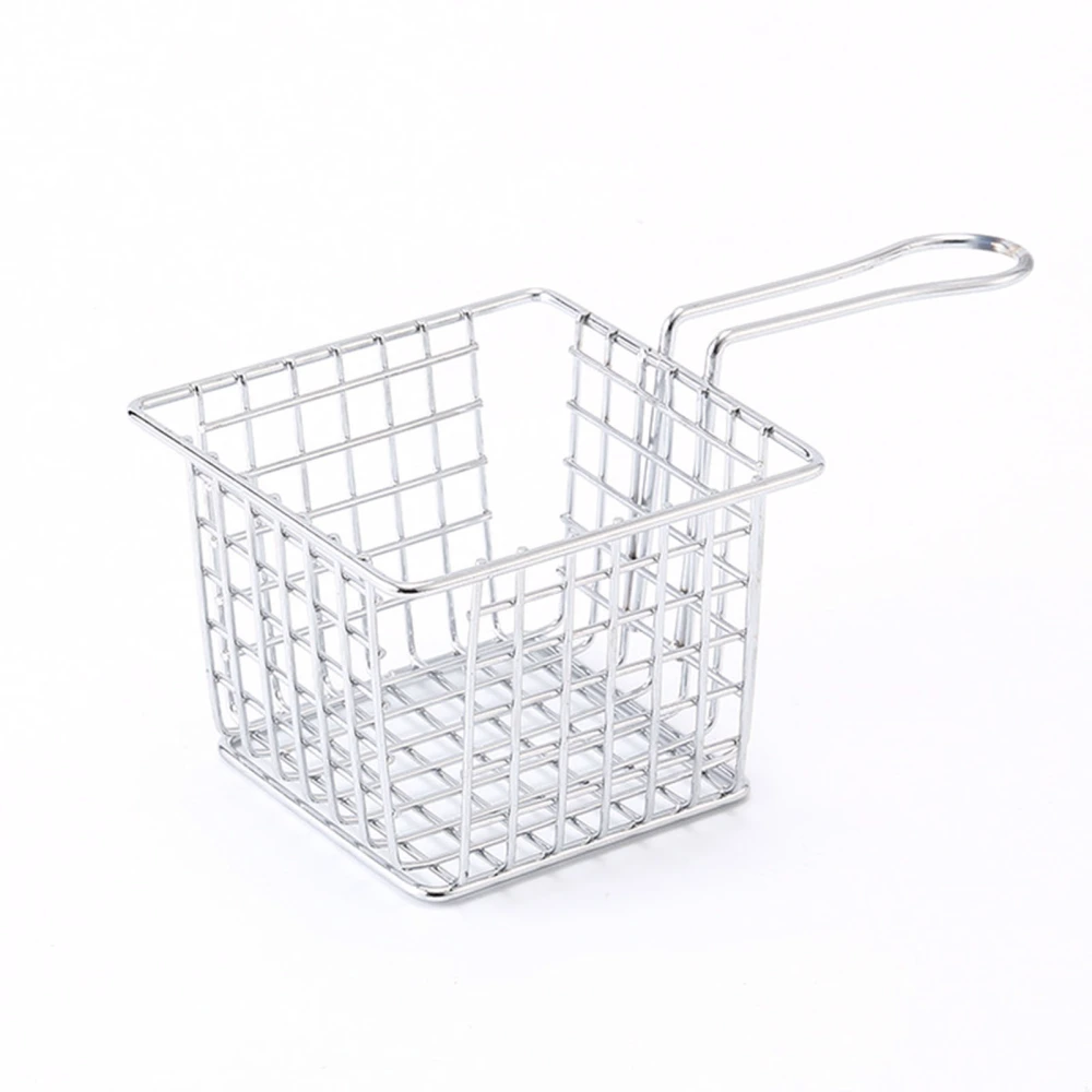 Fryer Basket Iron French Fry Holder Frying Strainer with Handle for Restaurant Home Electroplating Color