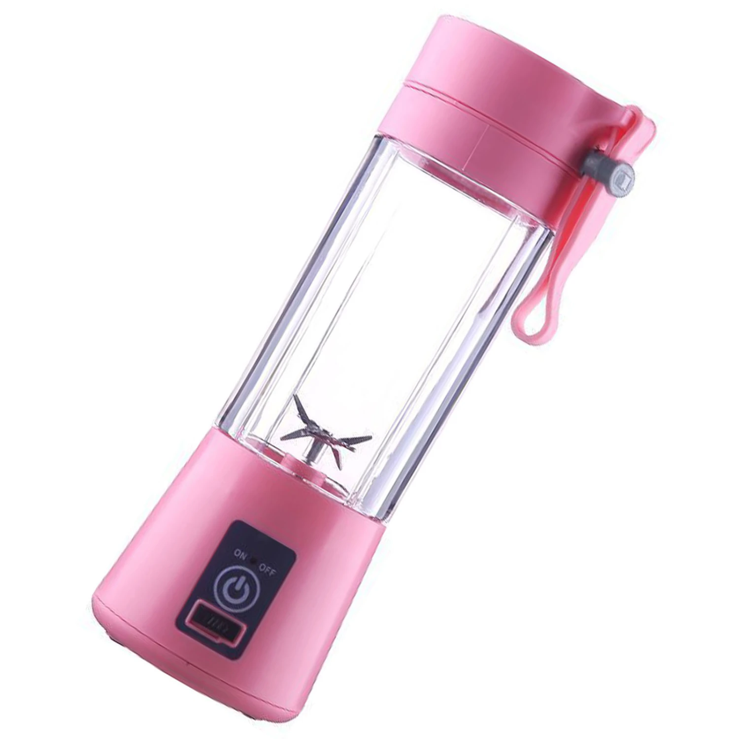 Portable Blender 380ml USB Rechargeable 6 Blade Blender Cup Electric Fruit Mixer for Baby Food Shakes Pink