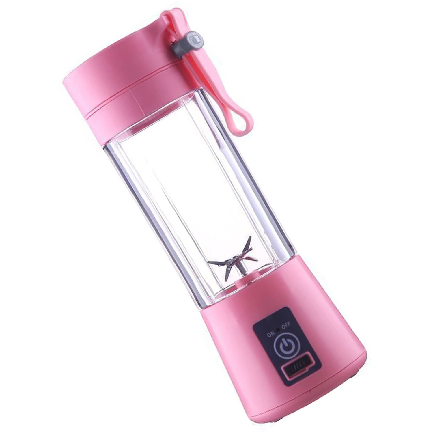 Portable Blender 380ml USB Rechargeable 6 Blade Blender Cup Electric Fruit Mixer for Baby Food Shakes Pink