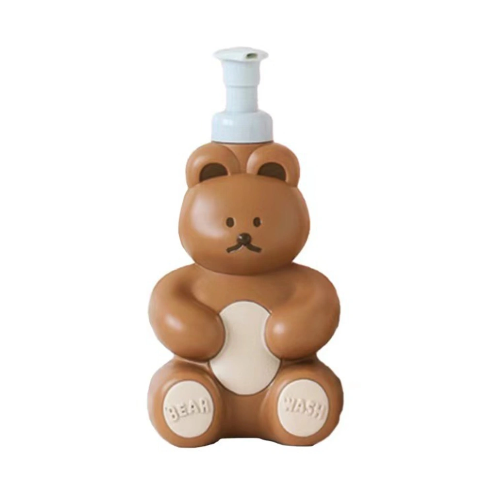 Foam Pump Bottle Cute Bear Shape Large Capacity Foaming Soap Dispenser Bottle for Facial Wash Body Wash Hand Soap Chocolate