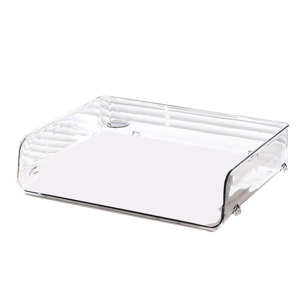 A4 Paper Storage Box Stackable Plastic Large Opening Single Layer Desktop File Organizer for Office Transparent 32.5x25x7.5cm/12.8x9.8x3.0in