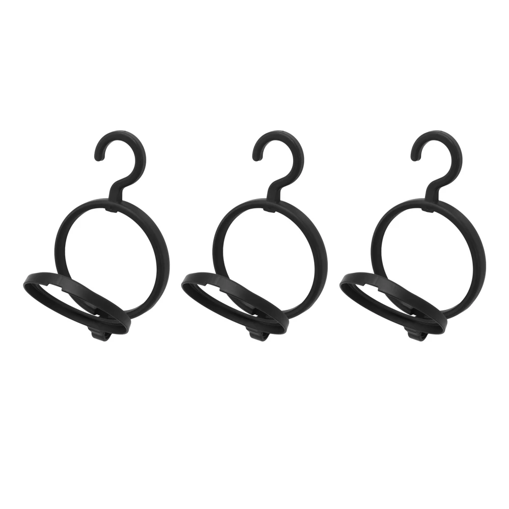 3Pcs Hanging Wig Stand Space Saving Portable Plastic Wig Display Hanger for Home Travel Black