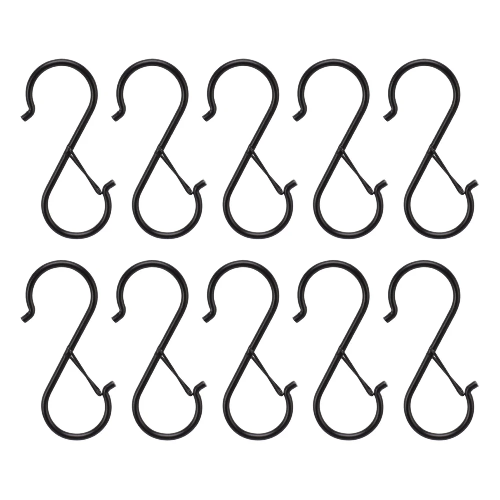 10Pcs S Shaped Hook Hanging Hooks Iron with Safety Buckle for Closet Kitchen Home