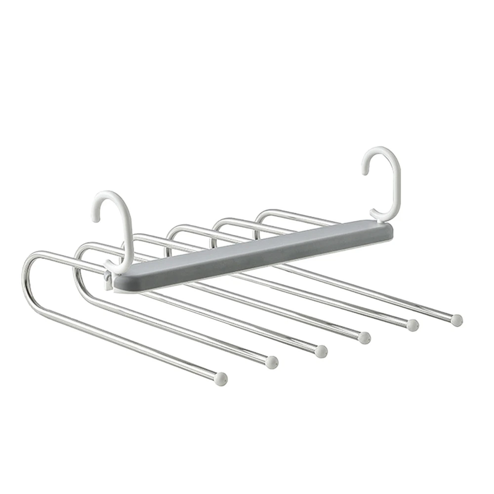 Folding Pants Rack 6 Layered Multifunctional Collapsible Stainless Steel Trouser Hangers Towel Closet Organizer Grey