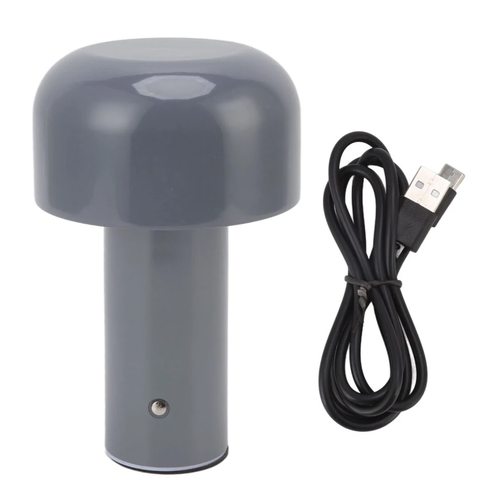 USB Mushroom Light Touch Control Mini Light Night Light with Adjustable Brightness 3 Color Temperature Dimmable Grey