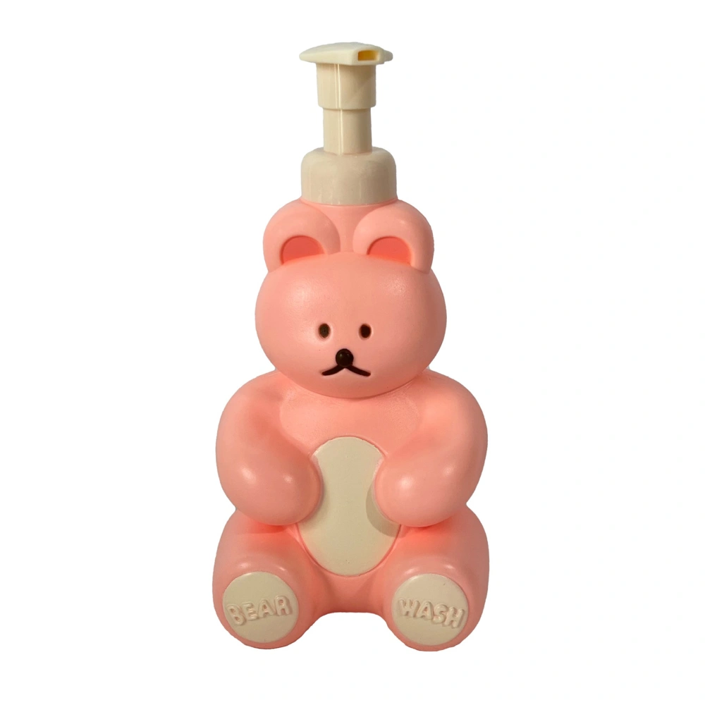 Foam Pump Bottle Cute Bear Shape Large Capacity Foaming Soap Dispenser Bottle for Facial Wash Body Wash Hand Soap Pink