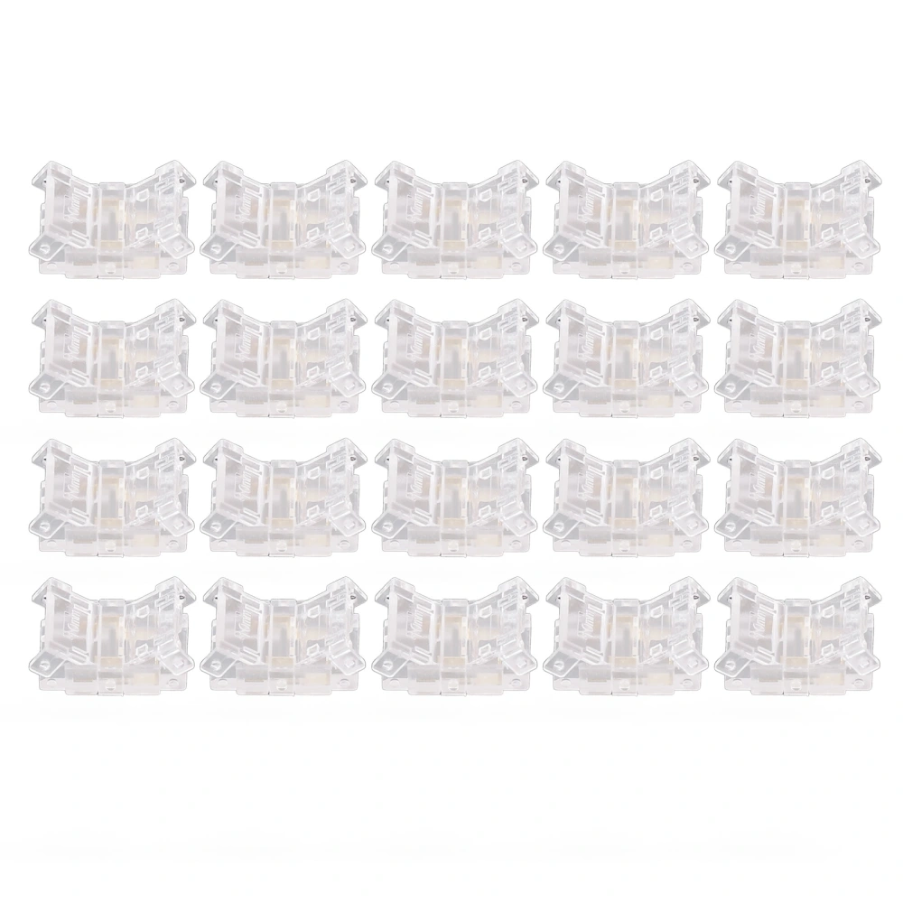 20PCS LED Strip to Wire Connector 2 Pin Transparent Solderless Gapless LED Adapter Connectors