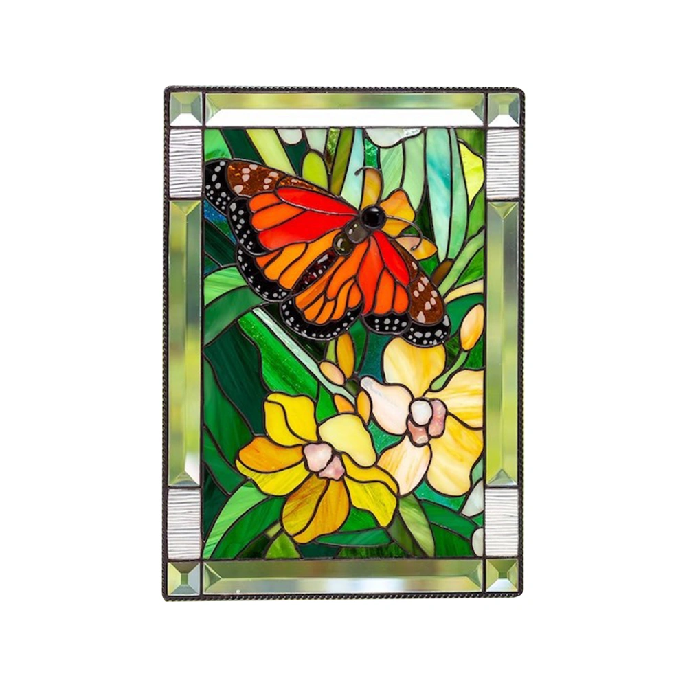 Cardinal Stained Window Panel Glass Window Hanging For Wall Decoration