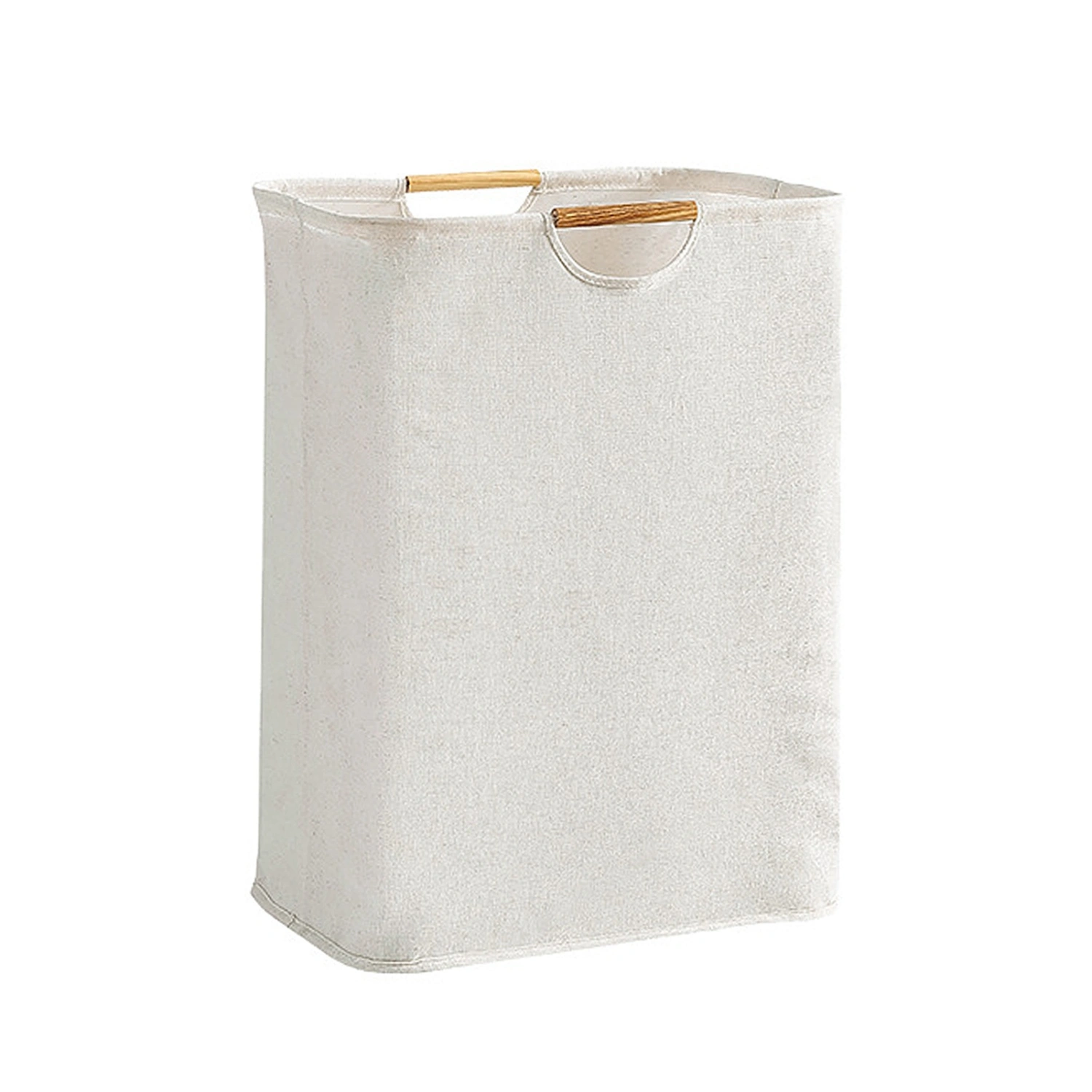 Large Laundry Basket Waterproof Collapsible Laundry Hamper with Wooden Handle for Household Bathroom L 56cm