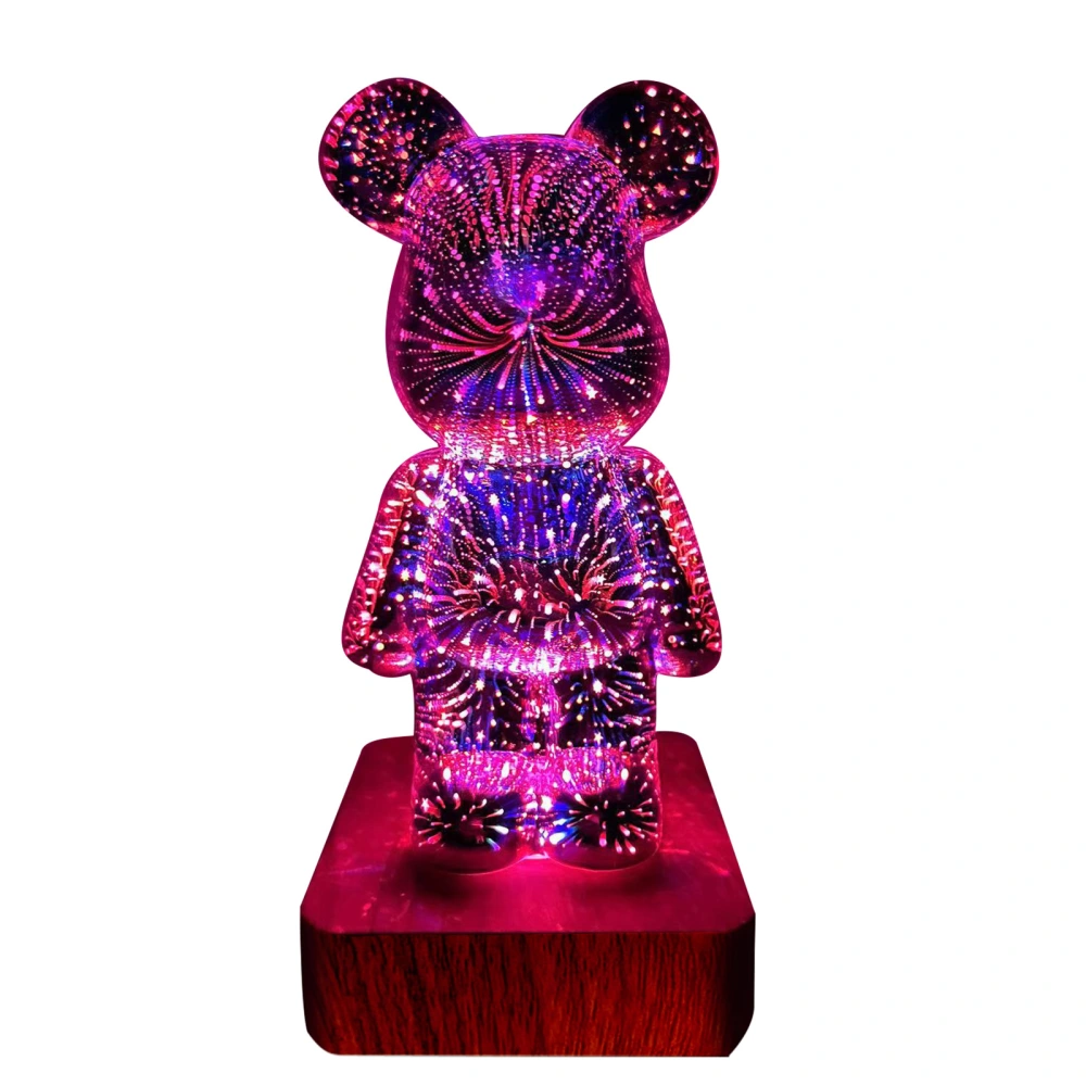 3D Fireworks Bear Creative Colorful Changing Light Home Glass Three Dimensional Effect Netflix Night Light