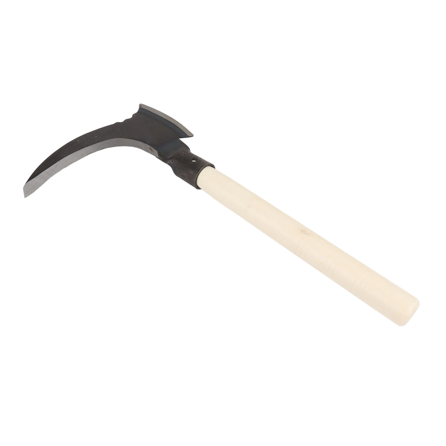 High Manganese Steel Double Scythe Multifunctional Mowing Cutting Trees Double Sickle for Gardening Tools Single Cutter Head, Wooden Stick